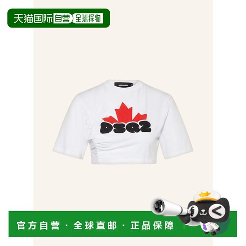 香港直邮DSQUARED2 女士T恤 100148910611000 CO 白色 Cropped sh