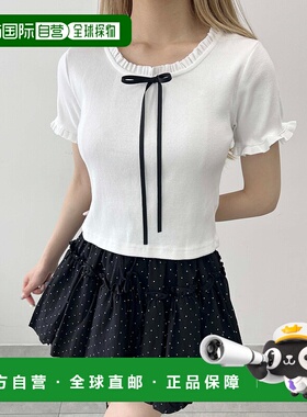 1h可退 日本直邮PHILLY 女士长飘带荷叶边罗纹T恤 PWC25SS167