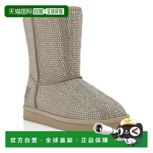 自营philipp pleinMid Flat Boots Stones - beige 美国奥莱直发