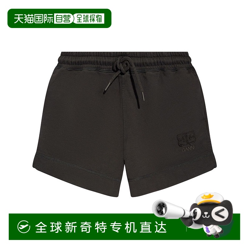 1h可退 香港直邮潮奢 GANNI 甘尼 女士 松紧腰短裤 T3957 black黑