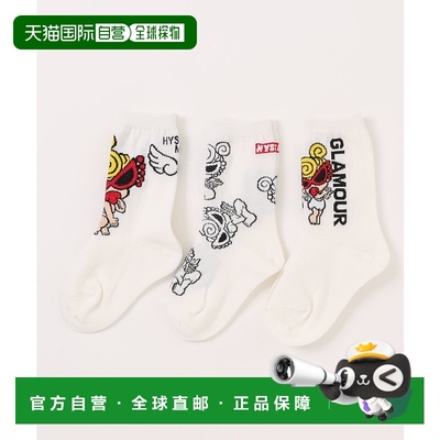 1h可退 日本直邮HYSTERIC MINI 儿童ANGEL MINI 3双装袜子 高筒设
