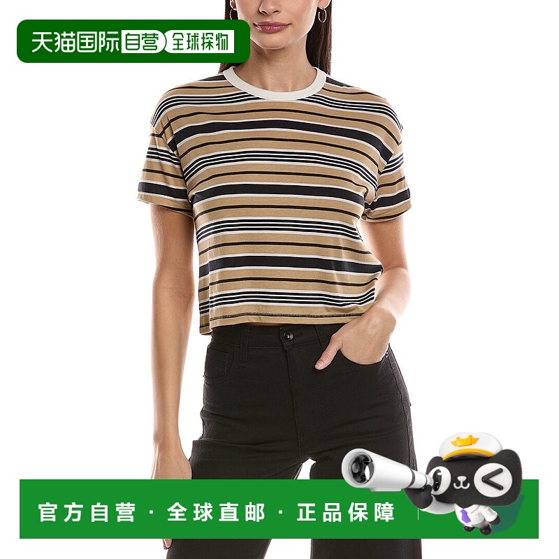自营rag & bone Mai Striped Boxy T-Shirt - brown 美国奥莱直发