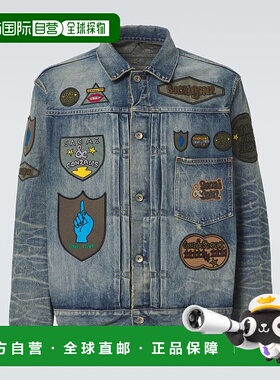 1h可退 香港直邮潮奢 Sacai 男士 x Mark Gonzales 牛仔布夹克