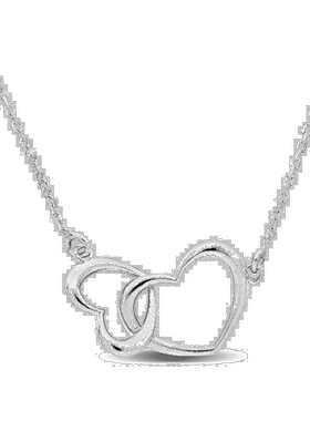 自营 925 纯银 Mimi & Max 双心吊饰项链 - 16.5+1 英寸 - 白色