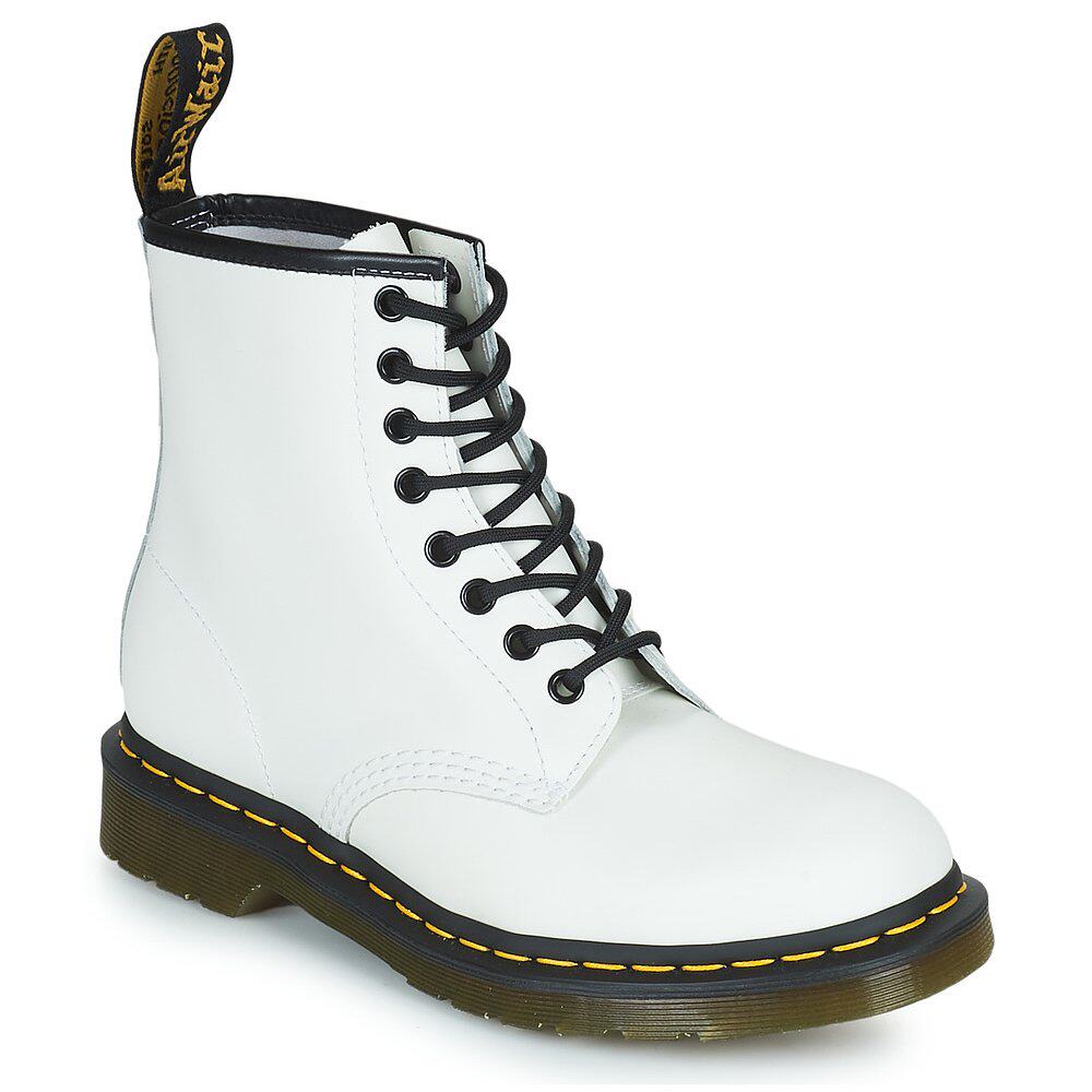 欧洲直邮dr. martens 女白色光面皮革平底8孔时尚休闲百搭马丁靴