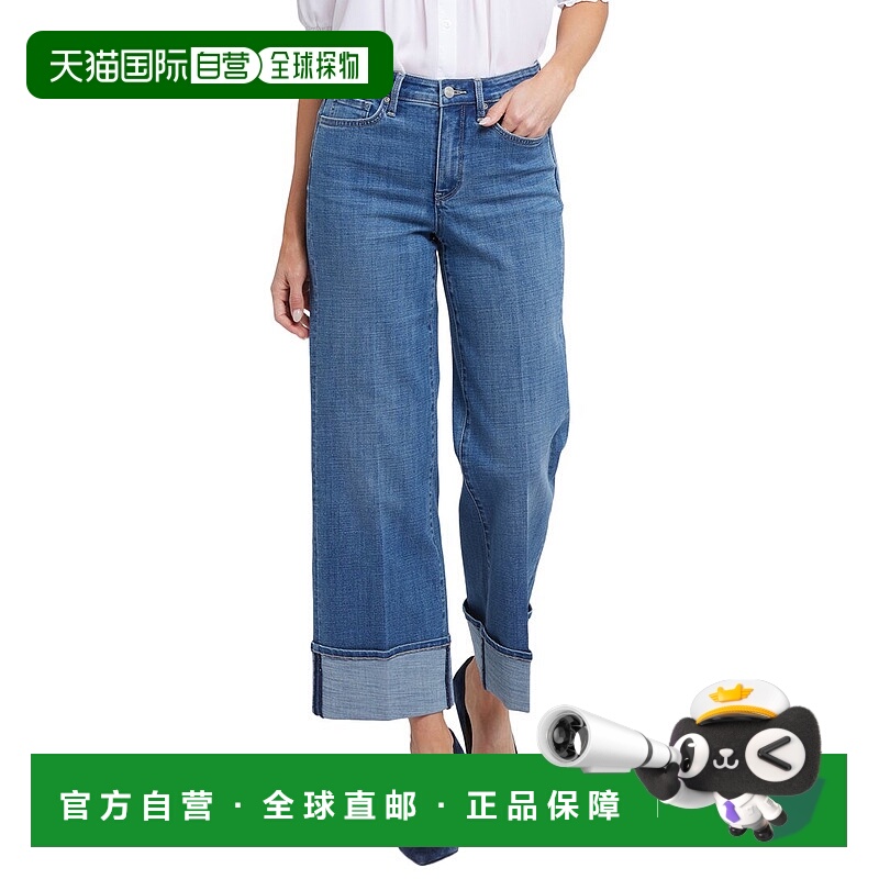 自营 NYDJ Teresa深水湖宽腿牛仔裤-蓝色 美国奥莱直发直筒裤