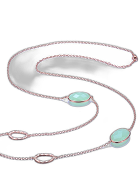 自营 GENEVIVE 纯银镀玫瑰金绿色立方氧化锆站项链 - 绿色 美国奥