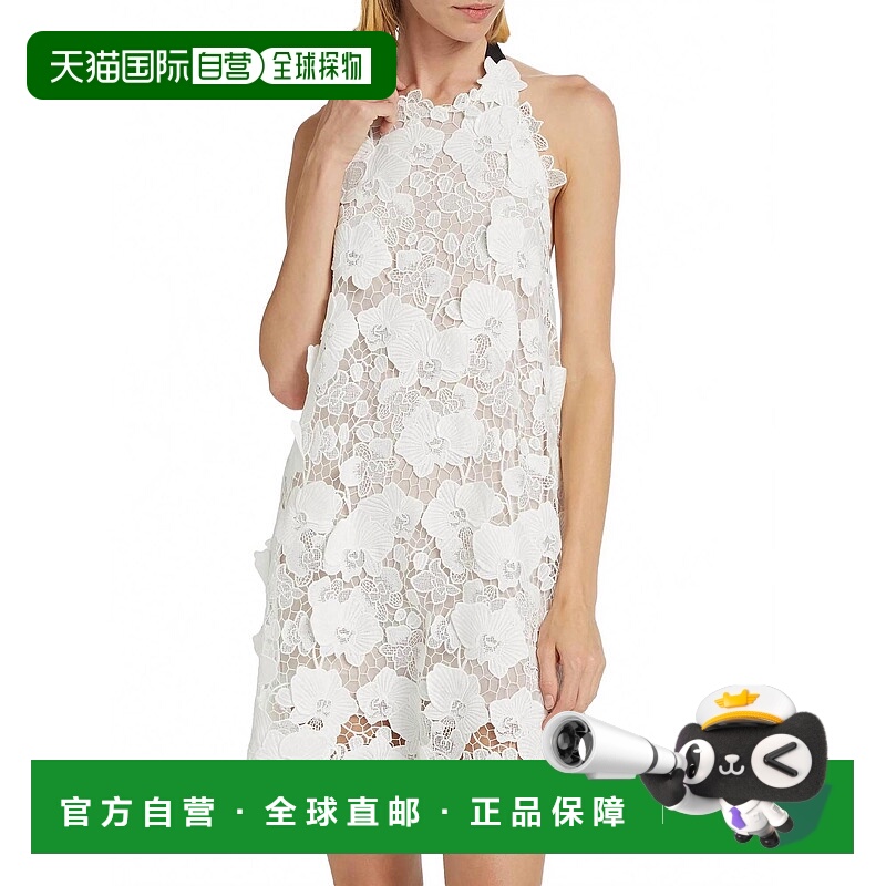 自营oscar de la renta兰花Guipure泡泡裙吊带裙白色 美国奥莱直