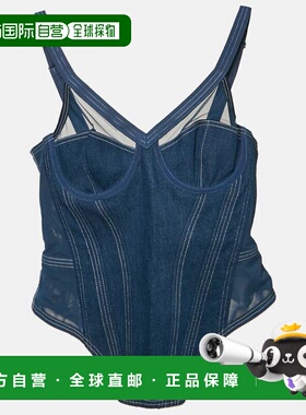 自营Burberry Blue Denim And Mesh Bustier Corset Top - blue