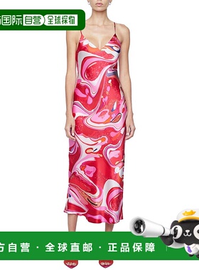 自营 L'AGENCE Seri中号丝绸吊带裙-粉红色 美国奥莱直发连衣裙