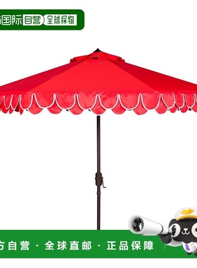 自营 safaviehElegant Valance 9Ft 自动倾斜伞 - 红色/白色 美国