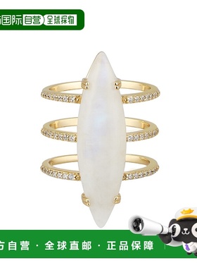 自营 Adornia 月光石侯爵戒指 14k 镀金纯银 - 白色 美国奥莱直发