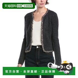 自营 rag & bone戴维斯羊毛和羊驼毛混纺碎布开襟羊毛衫-黑色 美