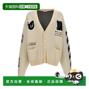 香港直邮潮奢 纽扣破损 off 男士 字母条纹印花V领 white 1h可退