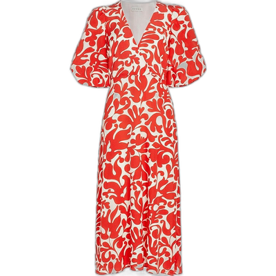 自营 Rhode 女士 Ina Filigree 中长连衣裙，红色 Caspain Lagoon