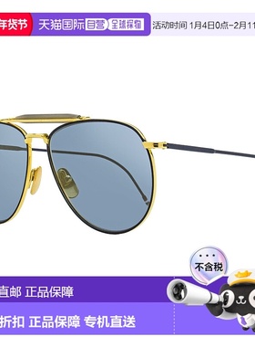 自营 Thom Browne中性飞行员太阳镜TB015LTD NVYGLD金色/海军蓝62