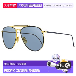 自营 Thom Browne中性飞行员太阳镜TB015LTD NVYGLD金色/海军蓝62