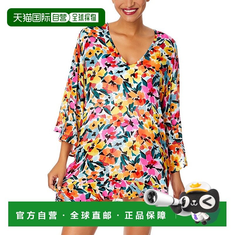 自营Anne Cole Bell Sleeve Flounce Tunic - multi 美国奥莱直发