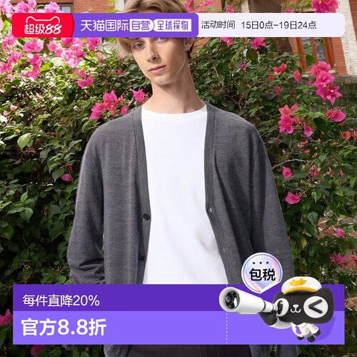 日潮跑腿UNIQLO优衣库 美利奴羊毛V领开衫 07 GRAY MEN XS 478539