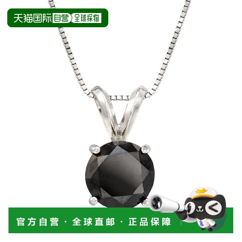 Ross-Simons 14 克拉白金黑钻单石项链 - 16 英寸 【美国奥莱】直