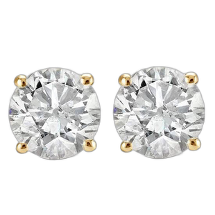 自营pompeii3经认证的 1.00 克拉天然圆形螺丝背钻石耳钉 14k 金
