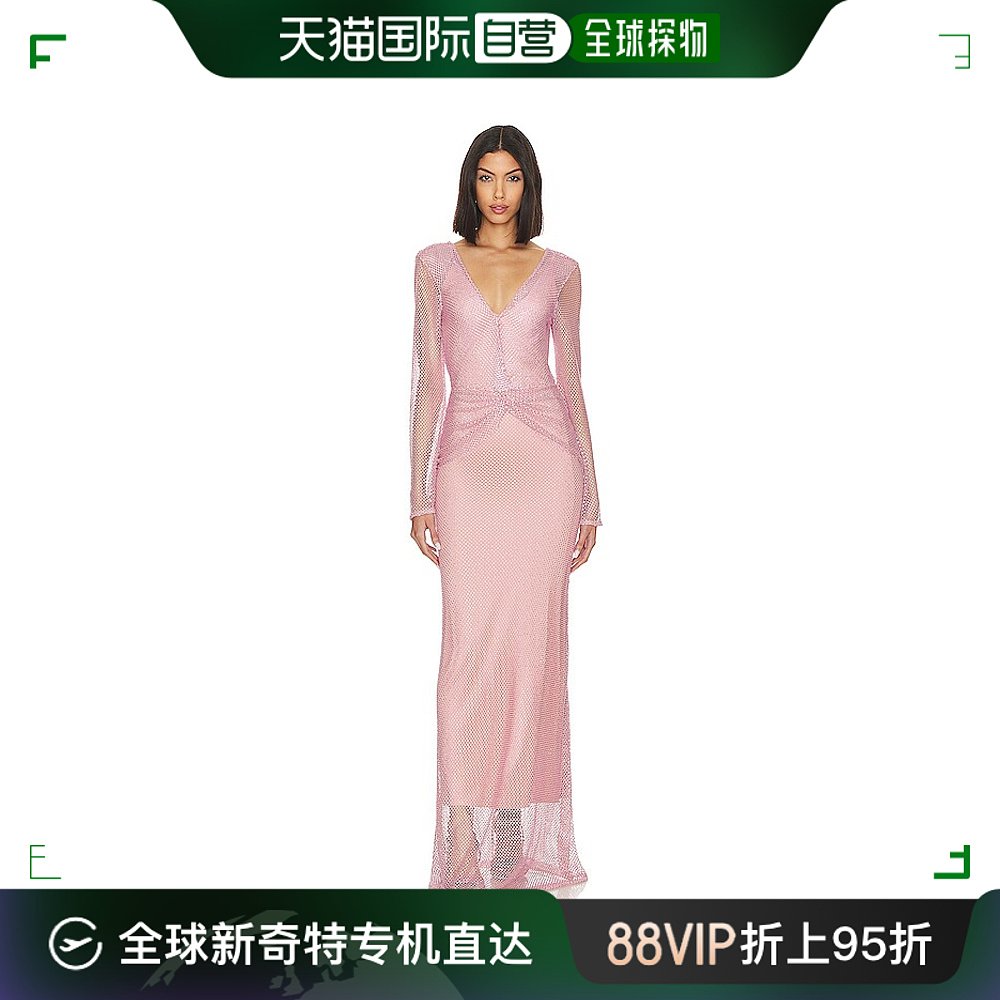 香港直邮潮奢 PATBO女士人造钻石网形深V礼服 VEL25047US