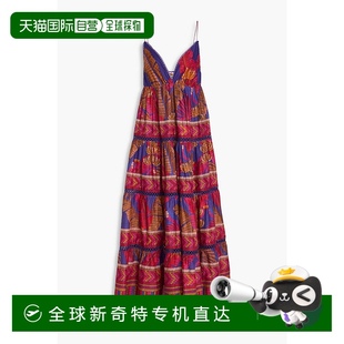1h可退 RIO 女士 凸紋花邊蕾絲邊印花棉紗中長連衣 香港直郵FARM