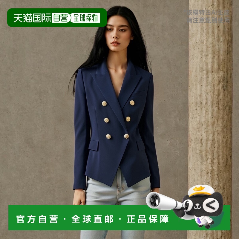 1h可退 香港直邮BALMAIN 女士夹克 DF0SG008VB006BO AW2024 蓝色