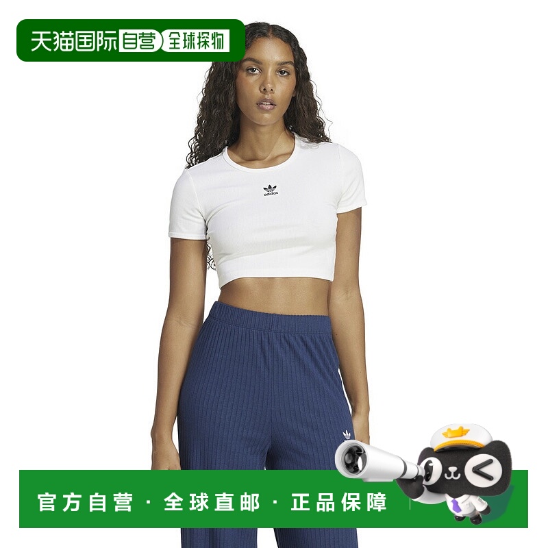 日本直邮Adidas Originals 女士 Tops Essentials 罗纹 T 恤 JC90