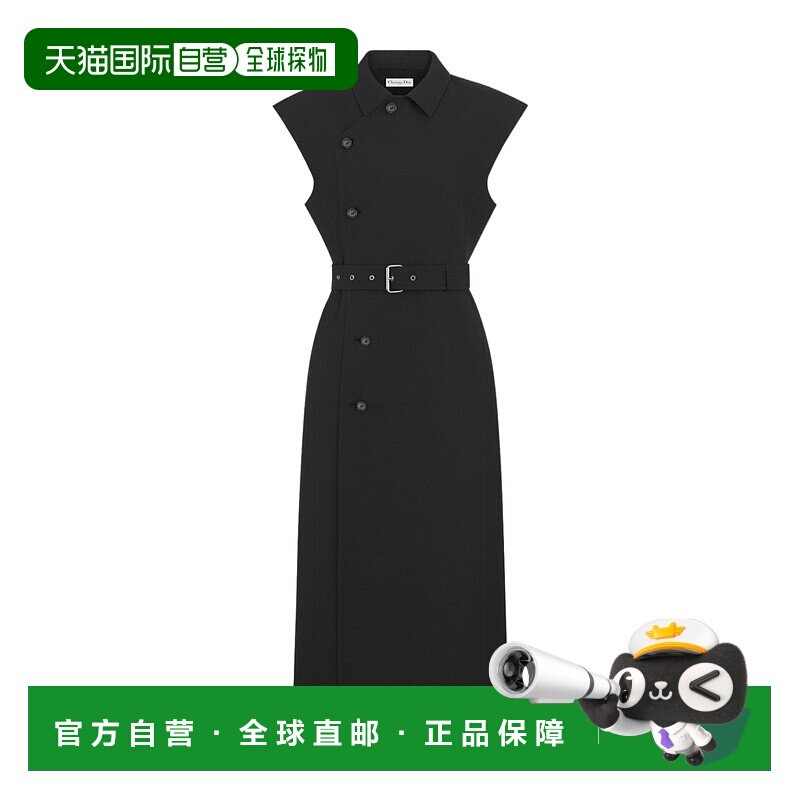 香港直邮Dior 系腰带连衣裙 540R36A1610迪奥真丝羊毛