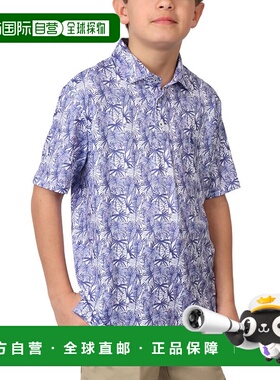 自营Tailorbyrd Stenciled Leaves Printed Performance Polo Shi