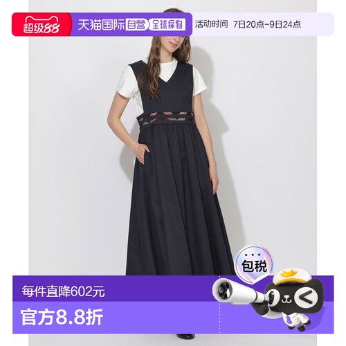 1h可退 日本直邮CB CRESTBRIDGE 女装 V领收腰跳伞裙连衣裙 59J09