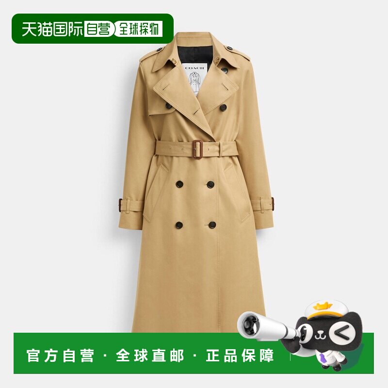 自营欧洲直邮Coach蔻驰 女士米色棉制风衣