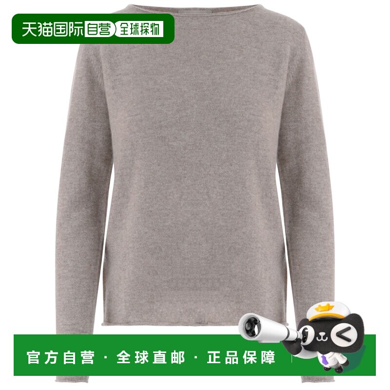 美国直邮自营allude柔软的羊绒衫，圆领和长袖-灰色 美国奥莱直发