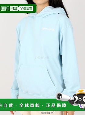 韩国直邮Sporty&Rich Eat More Veggies 淡蓝色/白色 连帽衫拉链