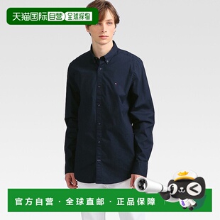 日本直邮Tommy Hilfiger 百搭简约长袖衬衫 男款 海军蓝