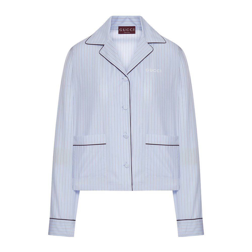 GUCCI 女士夹克 818455ZAPIU4305 SS2025 灰色 条纹衬衫