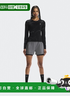自营欧洲直邮ON昂跑 Lumos系列女士黑色聚酯纤维透气吸汗长袖T恤