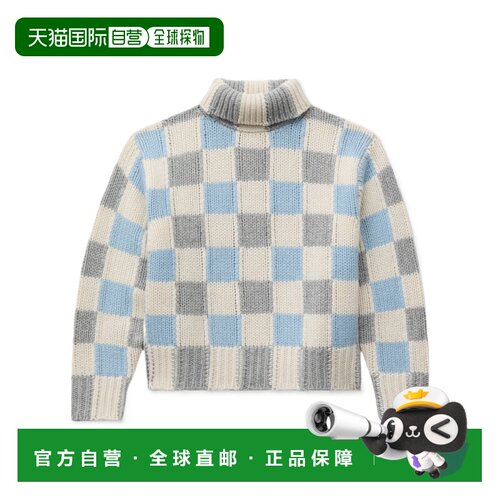 香港直邮奢淘 Kenzo 格纹高领套头衫 男 FG65PU8173FB.