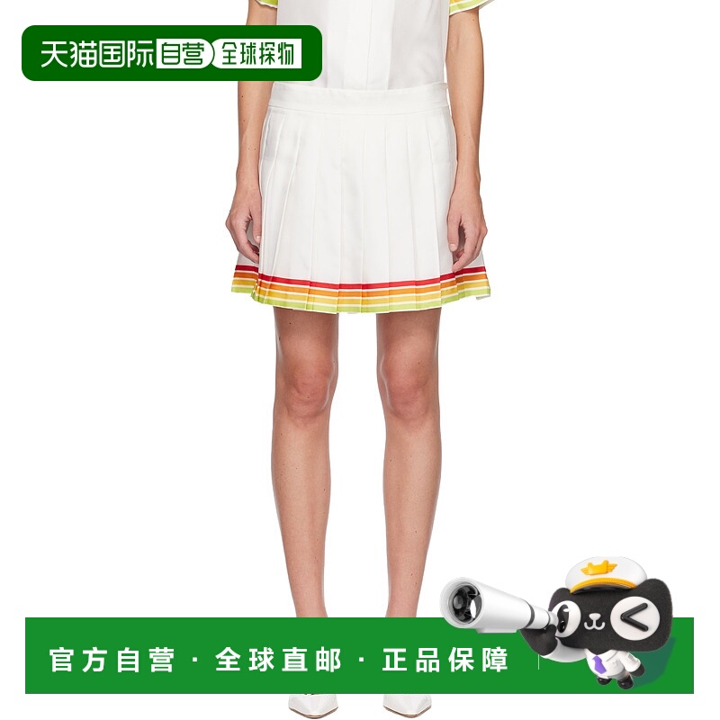 香港直邮Casablanca 女士 白色 Mascot Pleated Silk Twill 短裙