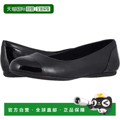自营Women's SoftWalk Sonoma Ballet Flat Black Leather Cap To