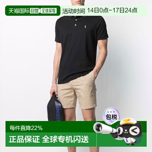 香港直邮Ralph Lauren/拉夫劳伦 纯色平纹针织短袖Polo衫男款黑色