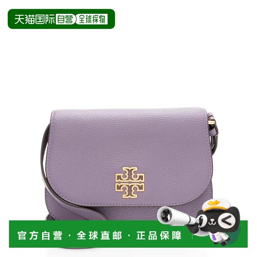 自营Tory Burch Leather Britten Saddle Small Crossbody - purp