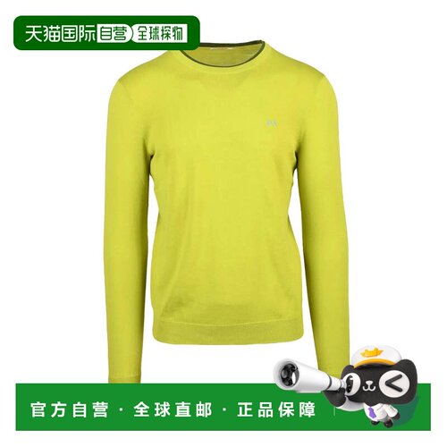 自营sun68Olive Green Crew Neck Cotton Sweater - green 美国奥