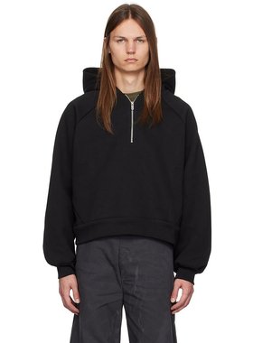 潮奢 Seventh 男士 黑色半拉链连帽衫 T23013