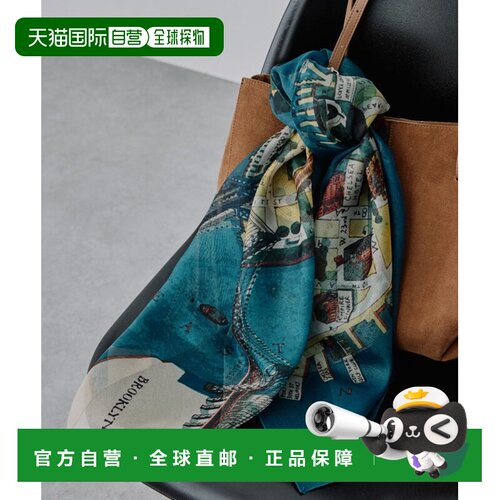 日本直邮GALENA 女士 大尺寸复古地图印花丝巾 LDG5062116A0005