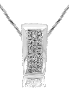 自营vir jewels1/3 cttw 公主方形钻石吊坠项链 14K 白金配 18 英