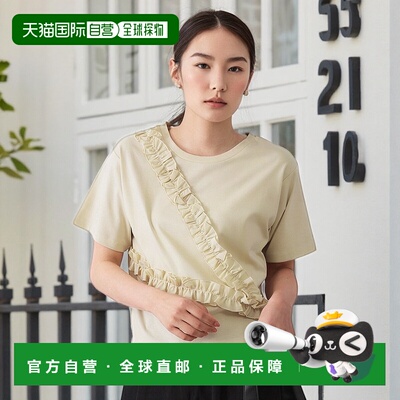 1h可退 日本直邮OPAQUE.CLIP女装不对称 frill 设计短袖上衣 6371