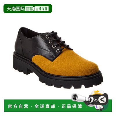 自营tod'sTOD的毛毡和皮革德比-黑色 美国奥莱直发男鞋德比鞋