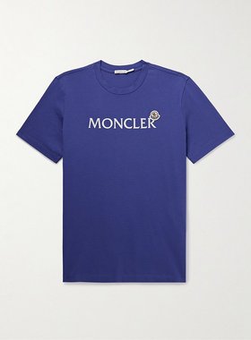 Moncler 盟可睐 男士 Logo-Flocked 嵌花棉针织T恤 8C000758390T